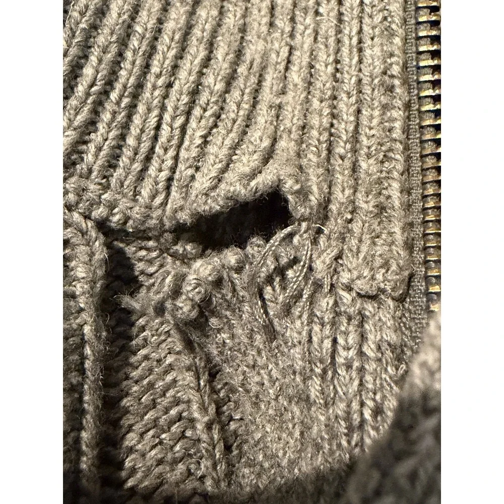 POLO RALPH LAUREN Tussah Silk Cable Knit Sweater 1/4 Button Sage Green Mens XL